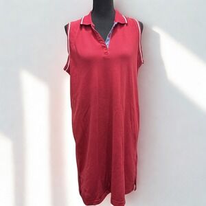 Carolyn Taylor Essentials Womens Red Sleeveless Polo Shirt Dress L